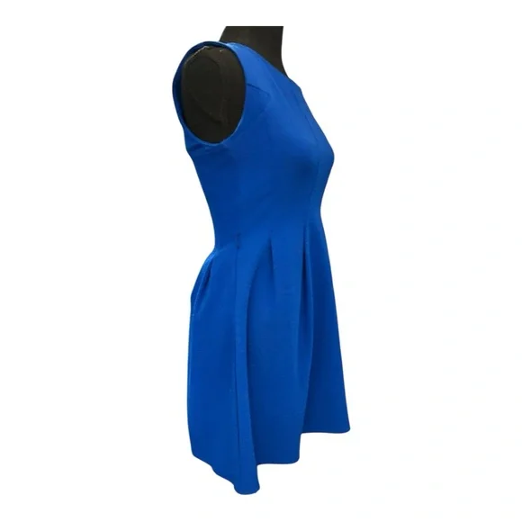 GB Royal Blue Sleeveless Pleated Dress w Gold Zipper - Picture 7 of 10